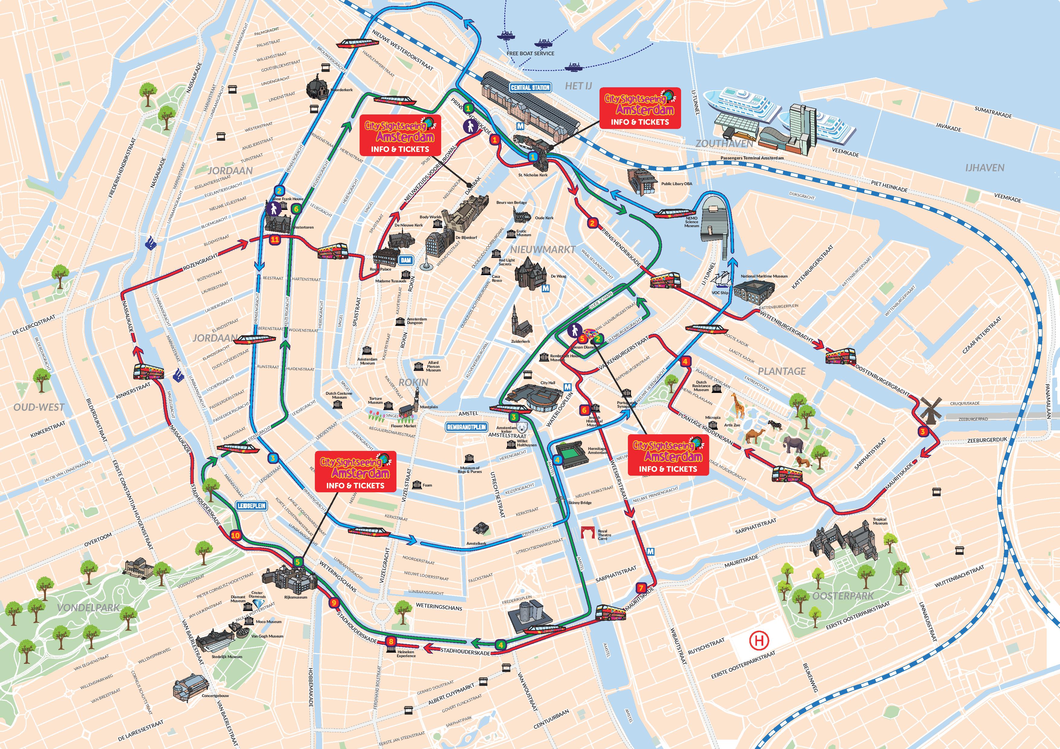 amsterdam canal cruise map