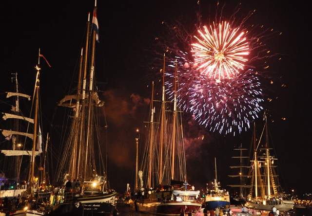 Sail Amsterdam Fireworks Tall Ships Masts